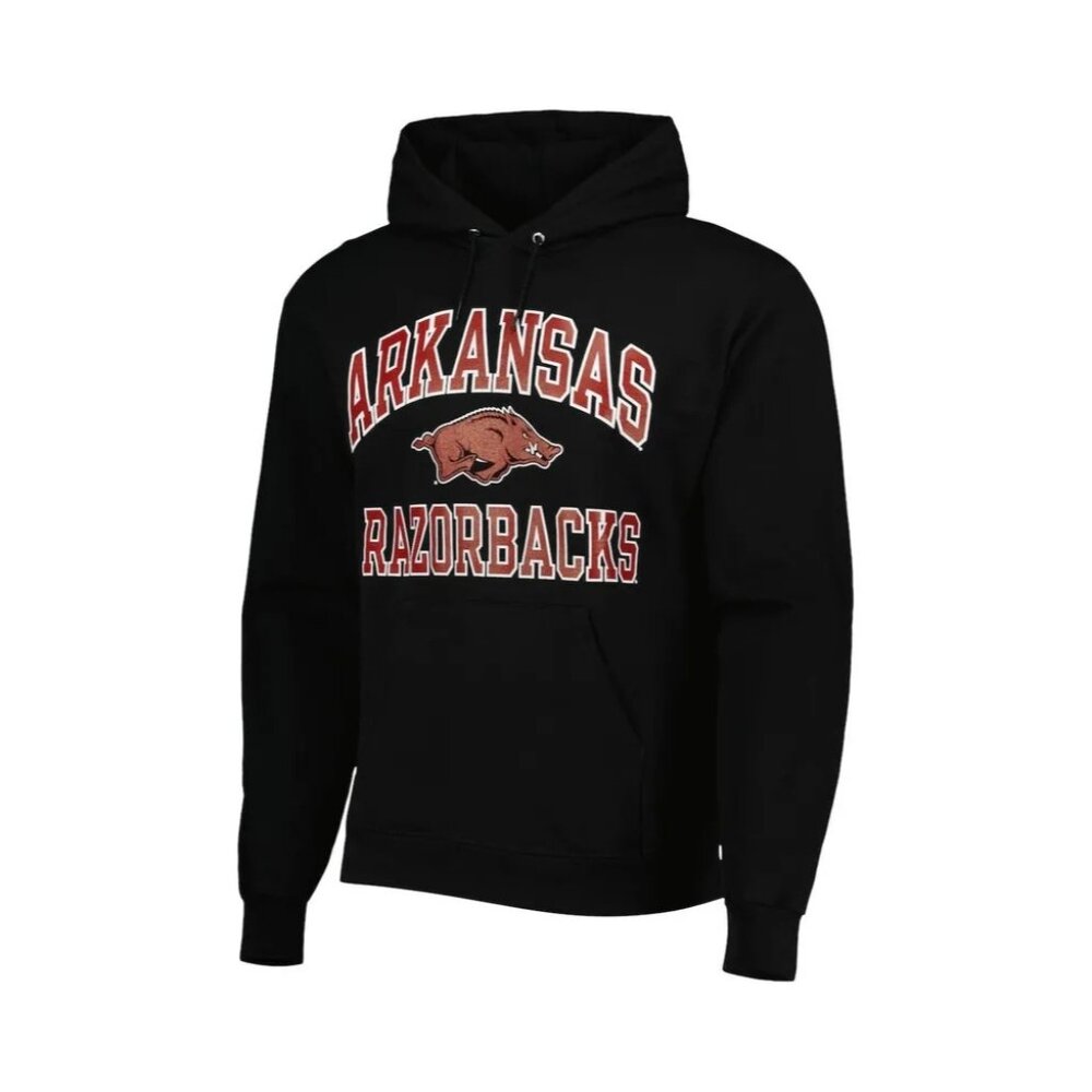 Mens XL Champion Black Arkansas Razorbacks High‎ Motor Pullover Hoodie